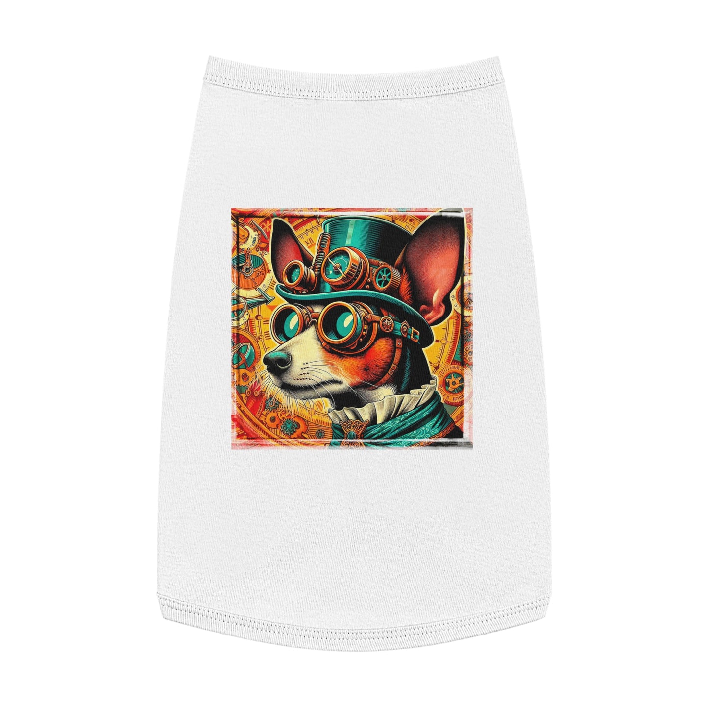 Pet Tank Top Rat Terrier steam punk Pets Printify L White