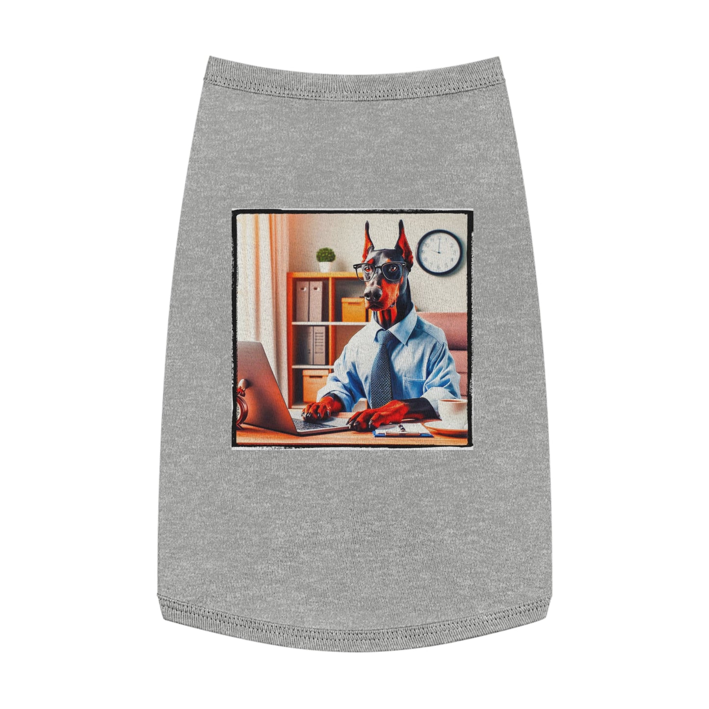 Pet Tank Top Doberman working man t shirt Pets Printify L Heather