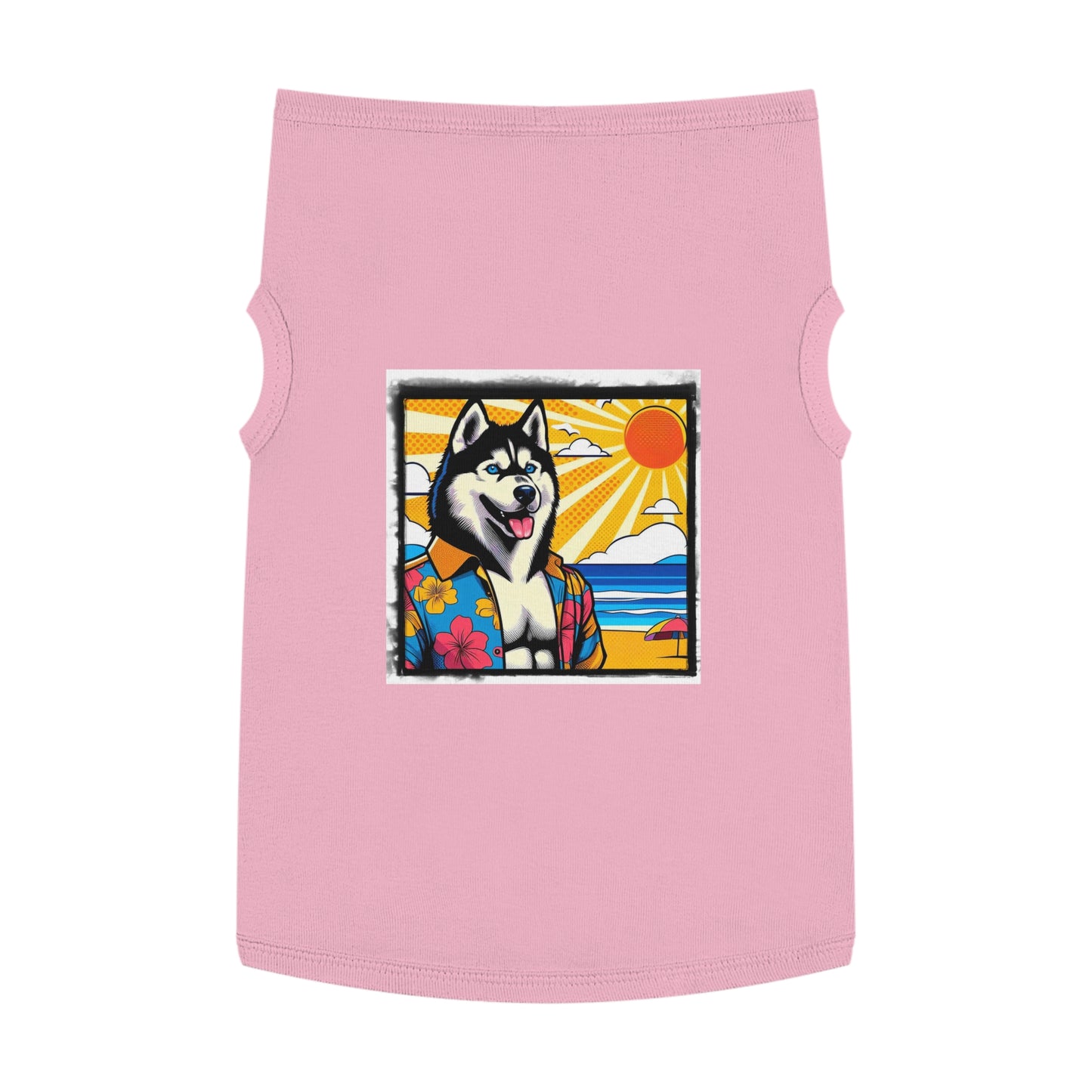 Pet Tank Top Husky beach day Pets Printify XL Pink