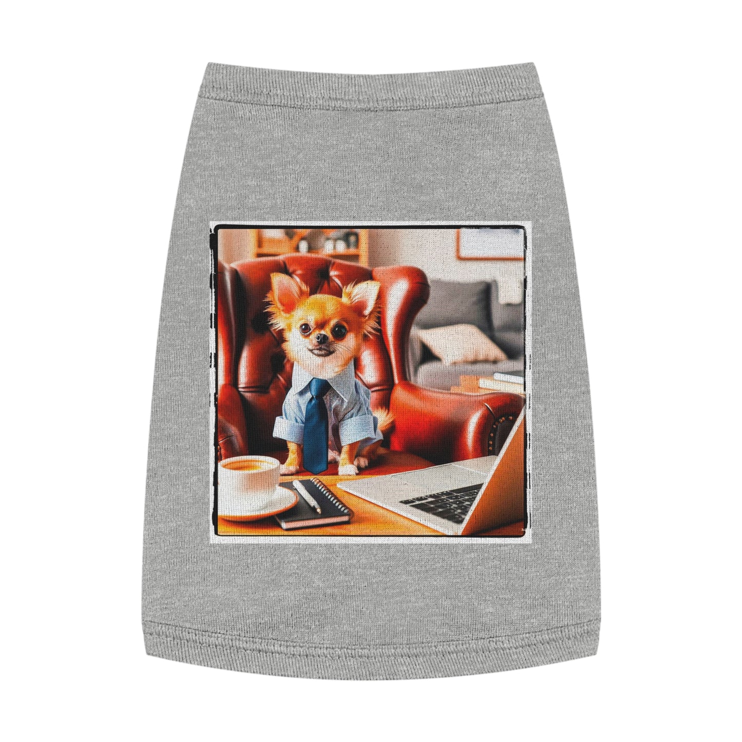 Pet Tank Top Chihuahua suit and tie t shirt Pets Printify M Heather