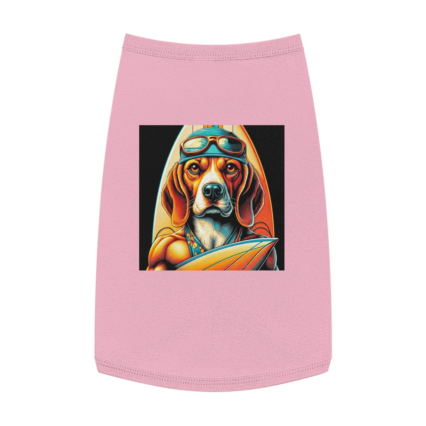Pet Tank Top Beagle Surfer Dog Pets Printify L Pink