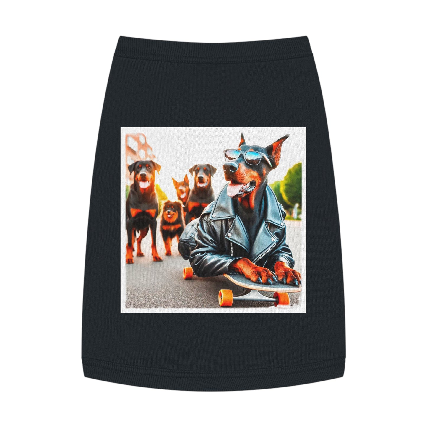 Pet Tank Top Doberman skateboard crew t shirt Pets Printify M Black