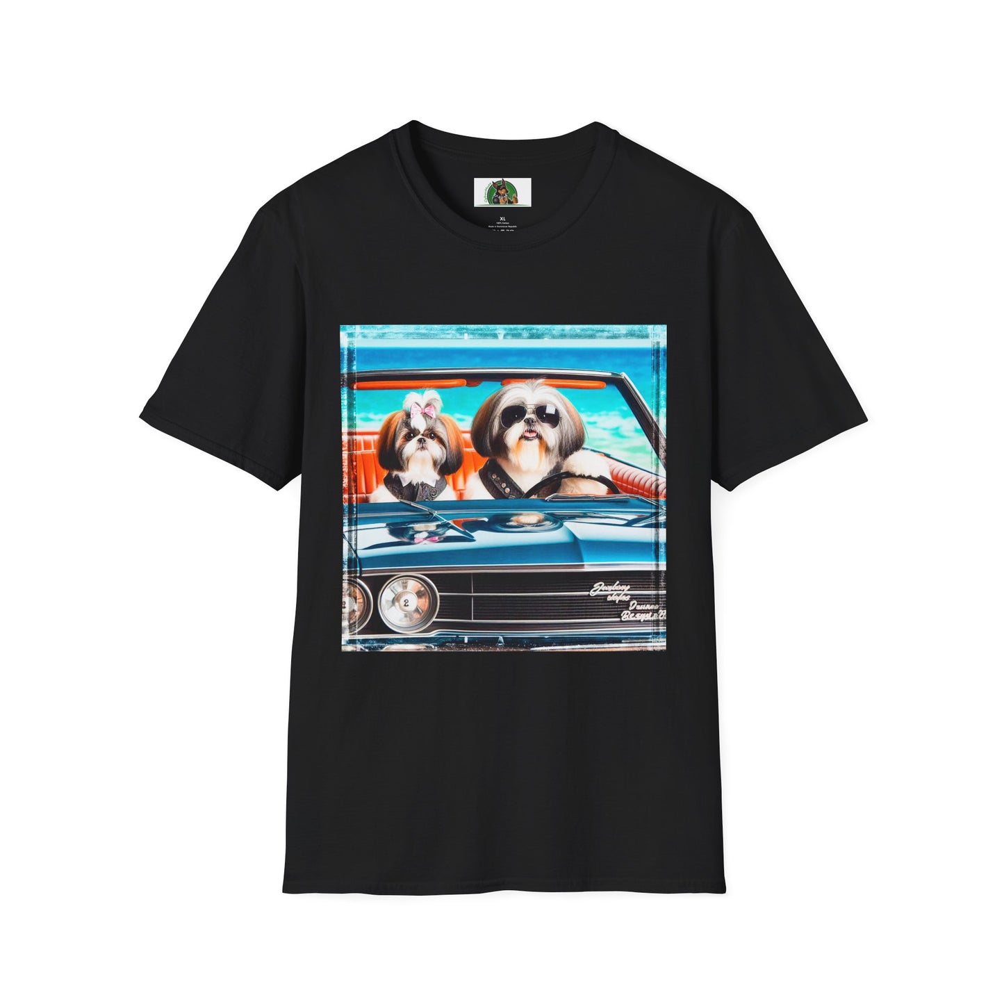 Wacky Shih Tzu couple driving T-Shirt Printify XS Black