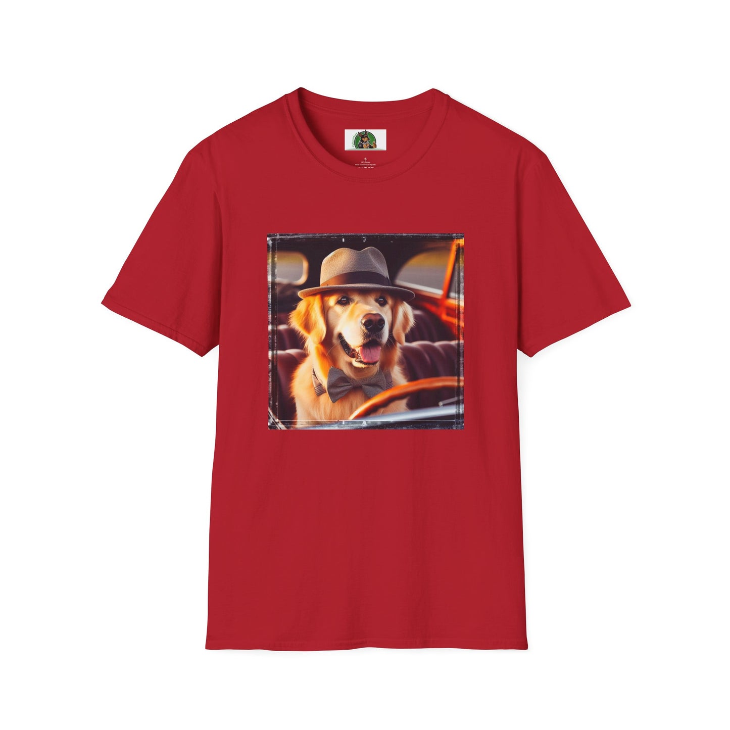 Golden Retriever driving fun shirt T-Shirt Printify S Cherry Red