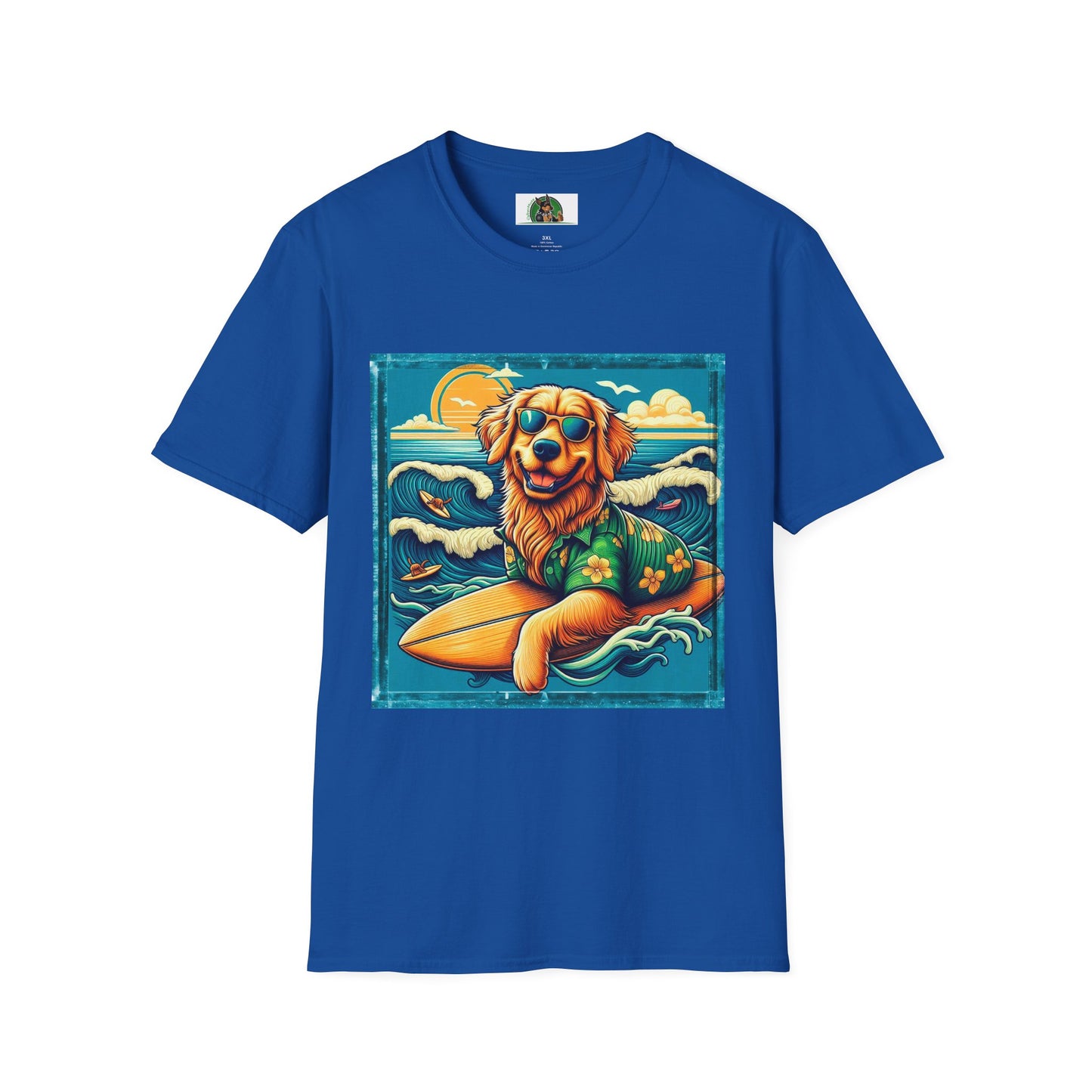 Golden Retriever surfing beauty shirt T-Shirt Printify XS Royal