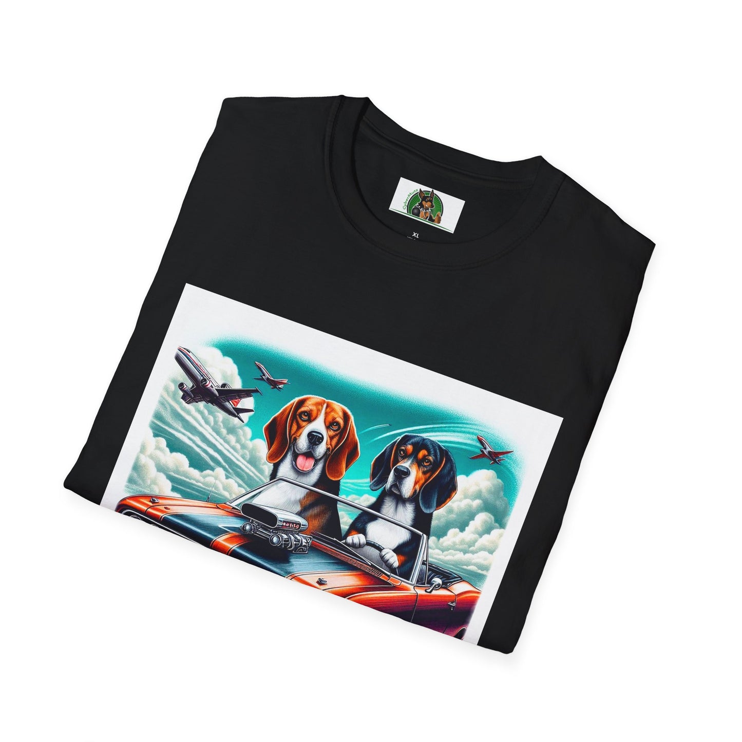 Beagle Dogs Softstyle T-Shirt - Wacky Sports Car Design T-Shirt Printify