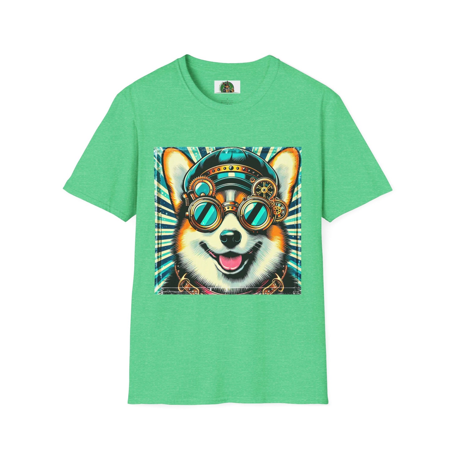 Pembroke Welsh Corgi fun googles shirt T-Shirt Printify S Heather Irish Green