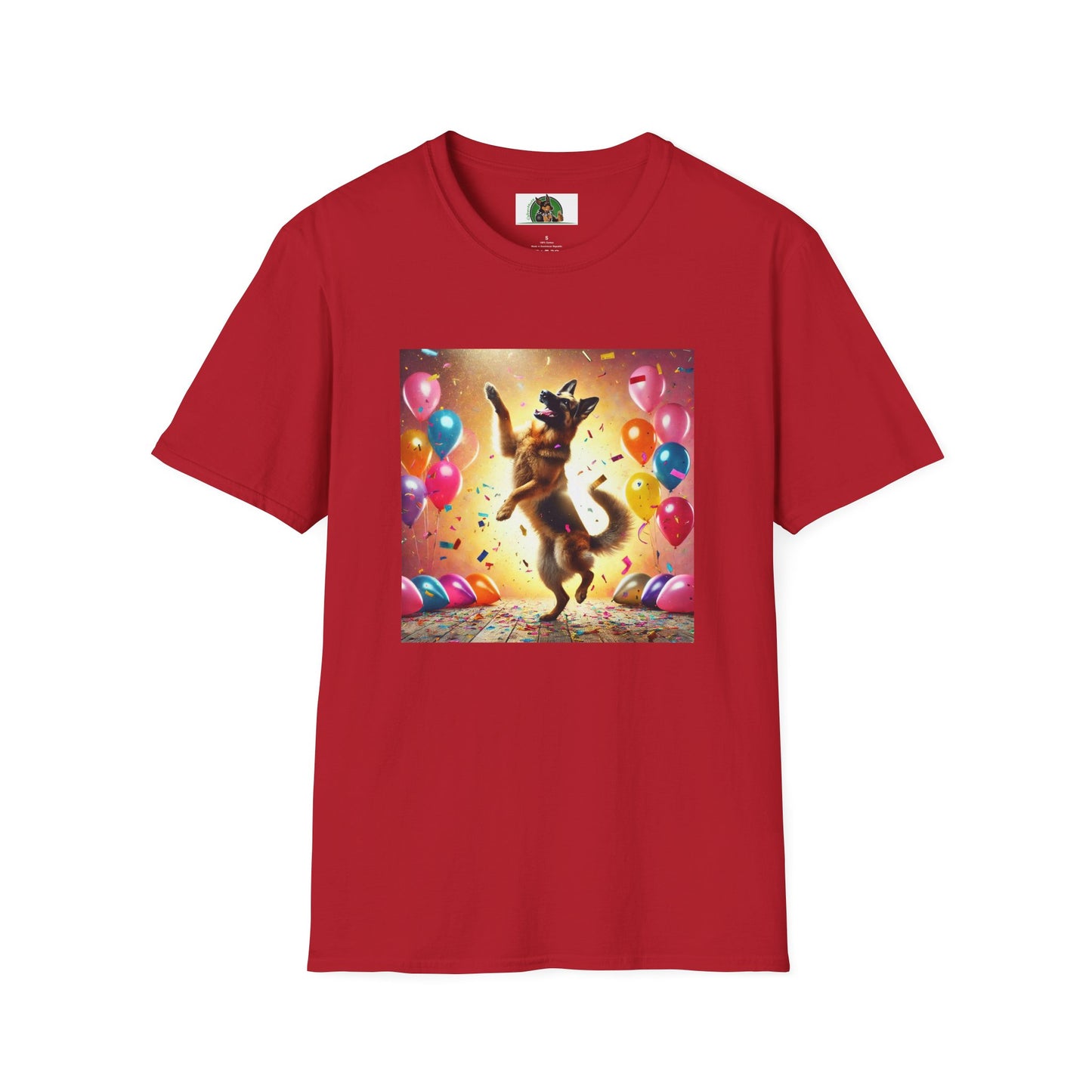 German Shepherd T-Shirt - Dancing Dog Design T-Shirt Printify S Cherry Red