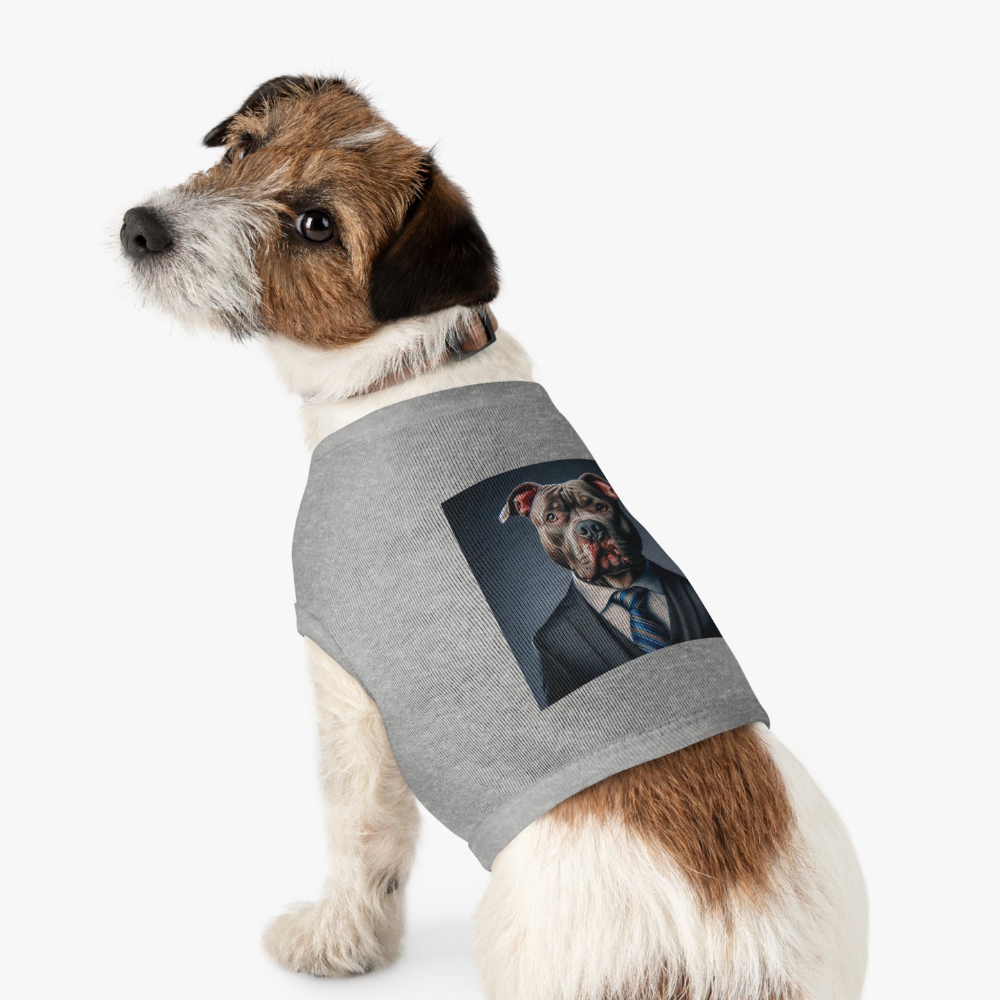 Pet Tank Top Pit Bull serious businessman Pets Printify