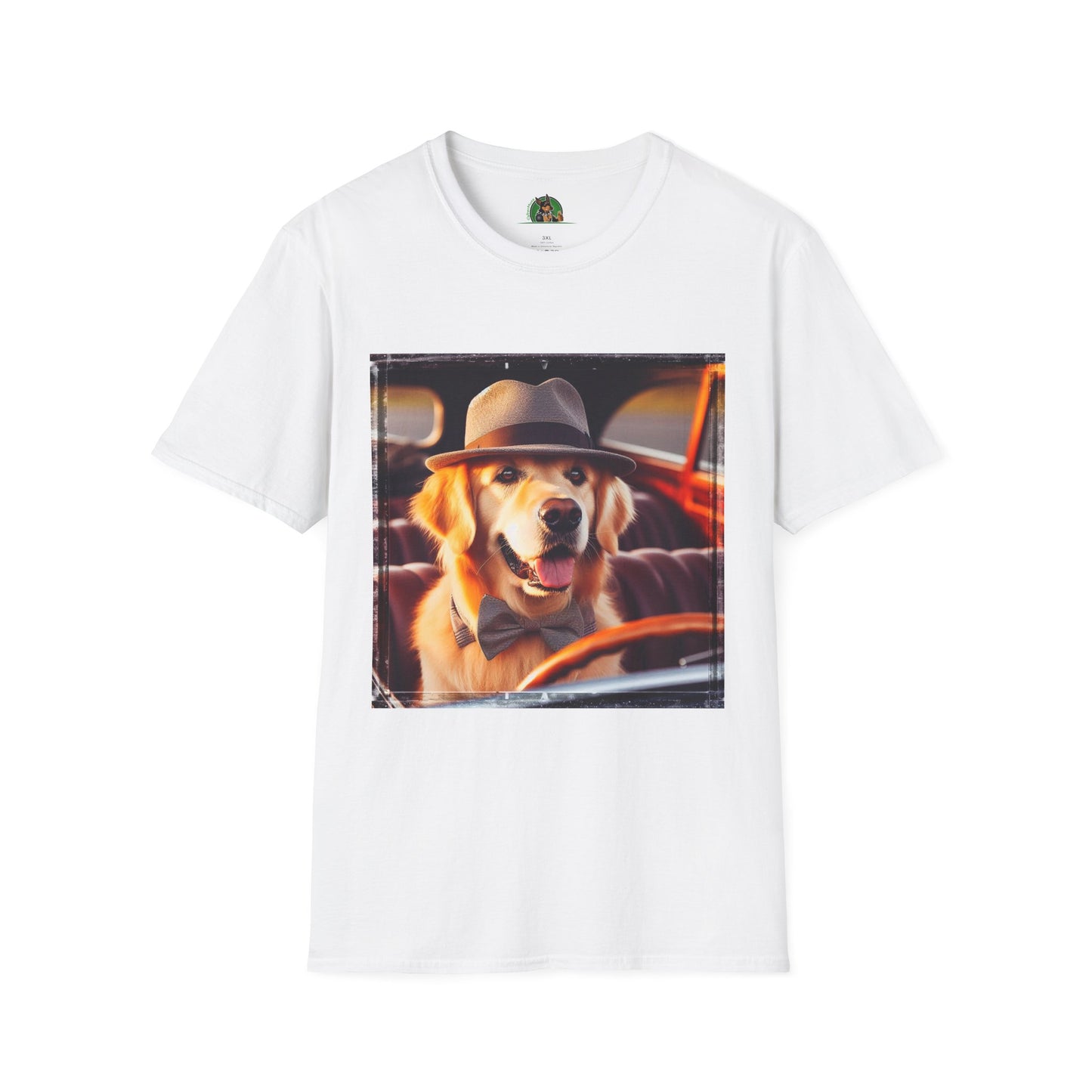 Golden Retriever driving fun shirt T-Shirt Printify XS White