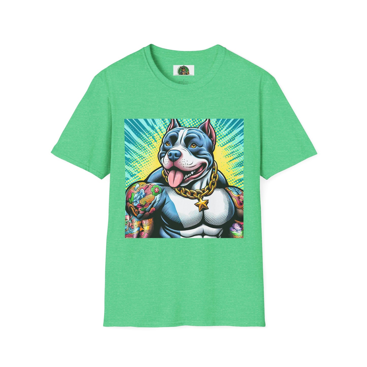 Pit Bull big muscles shirt T-Shirt Printify S Heather Irish Green