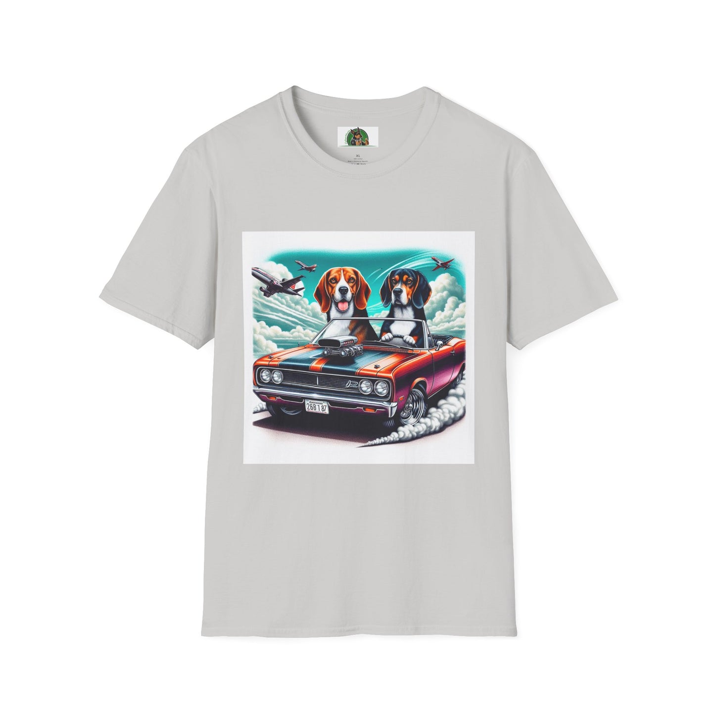 Beagle Dogs Softstyle T-Shirt - Wacky Sports Car Design T-Shirt Printify S Ice Grey