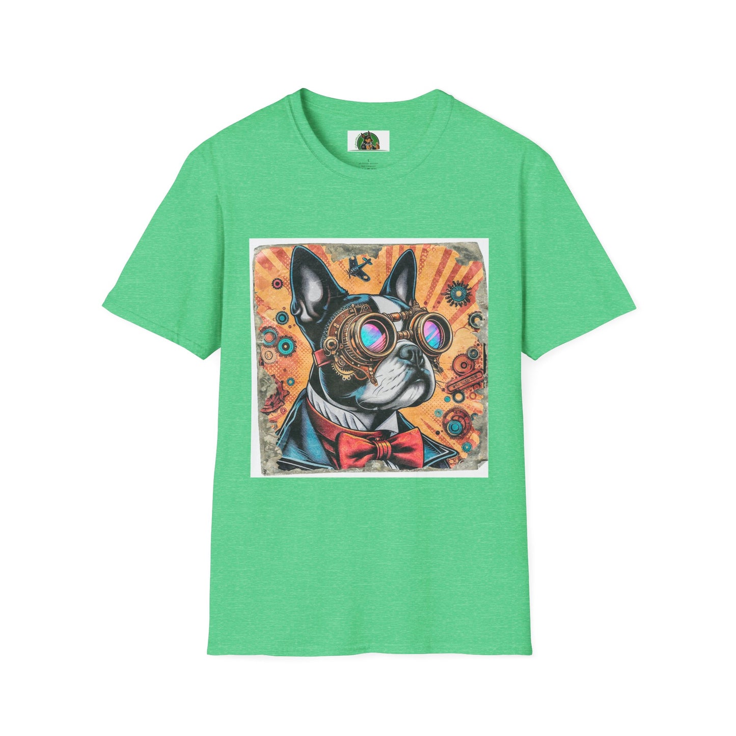 Steampunk Boston Terrier T-Shirt T-Shirt Printify S Heather Irish Green