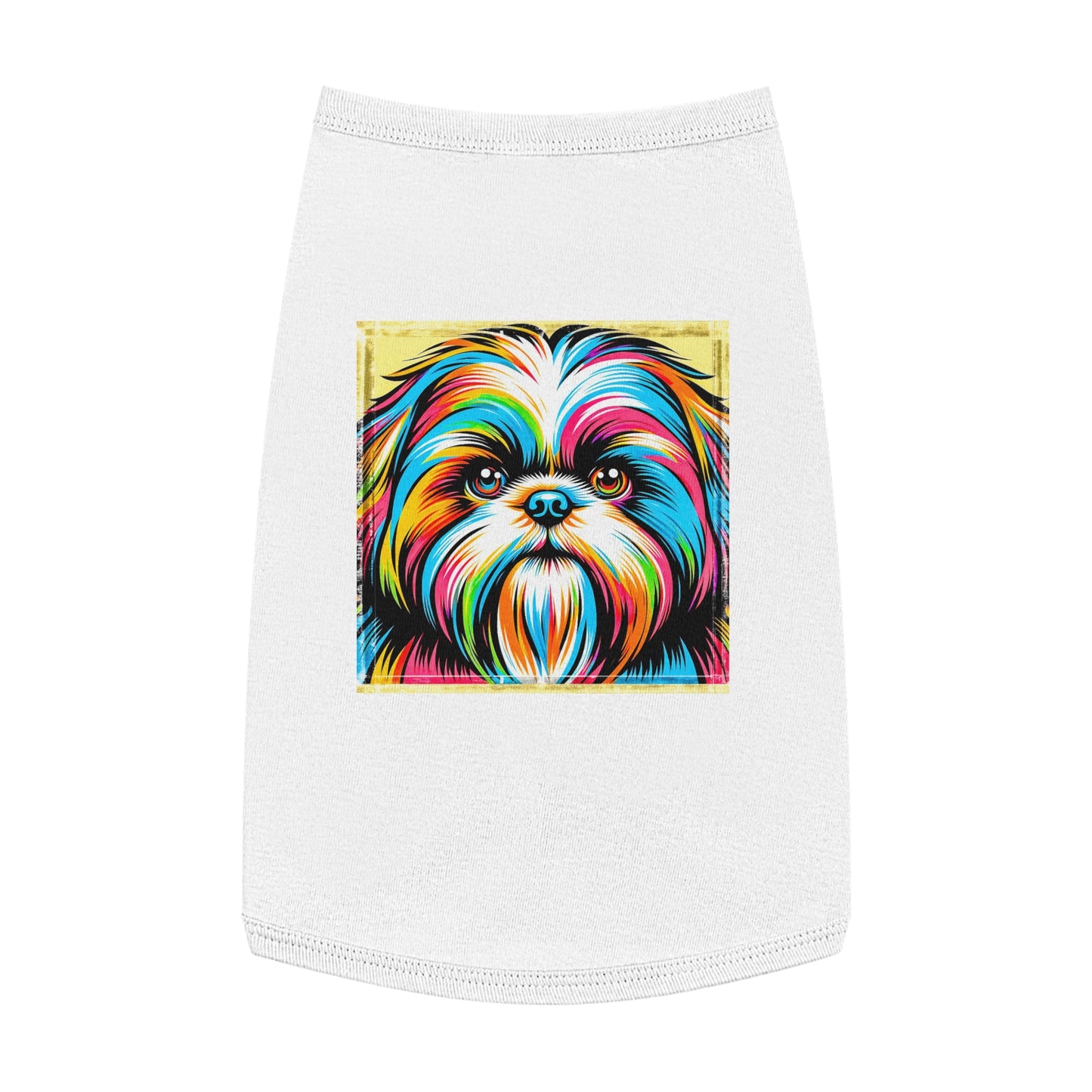 Pet Tank Top Shih Tzu colorful puppy Pets Printify L White