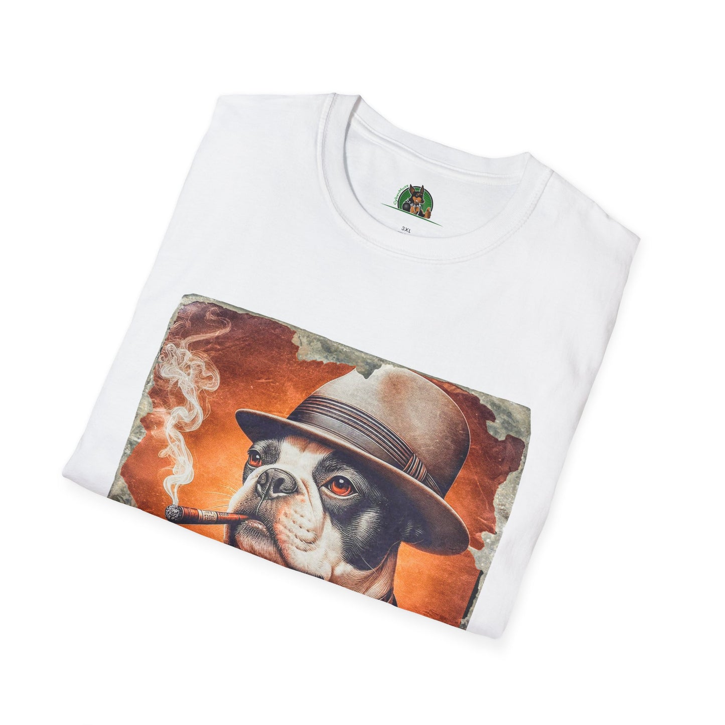 Boston Terrier Smoking T-Shirt T-Shirt Printify