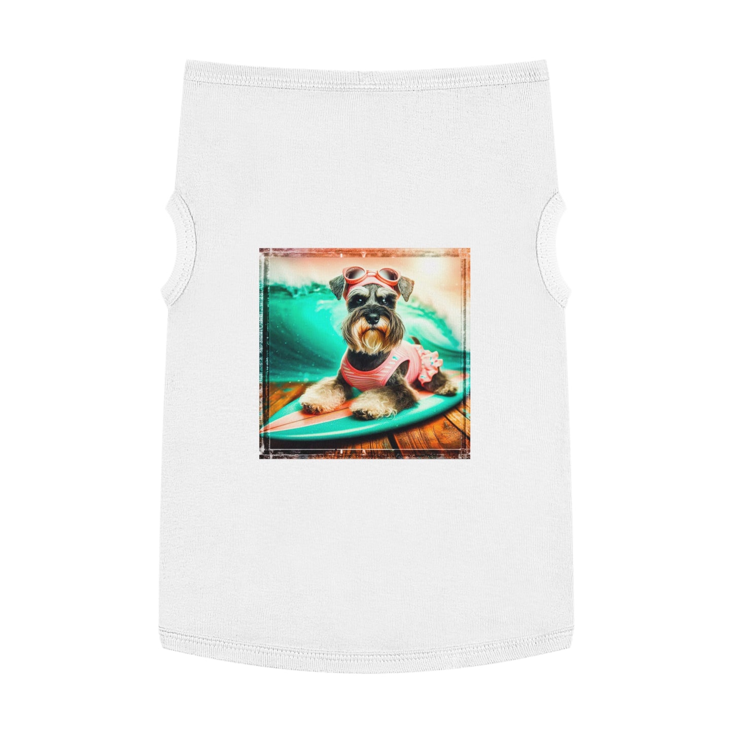 Pet Tank Top Miniature Schnauzer princess surfer Pets Printify XL White