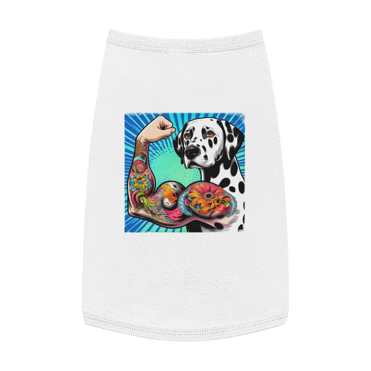 Pet Tank Top Dalmatian exercising t shirt Pets Printify L White