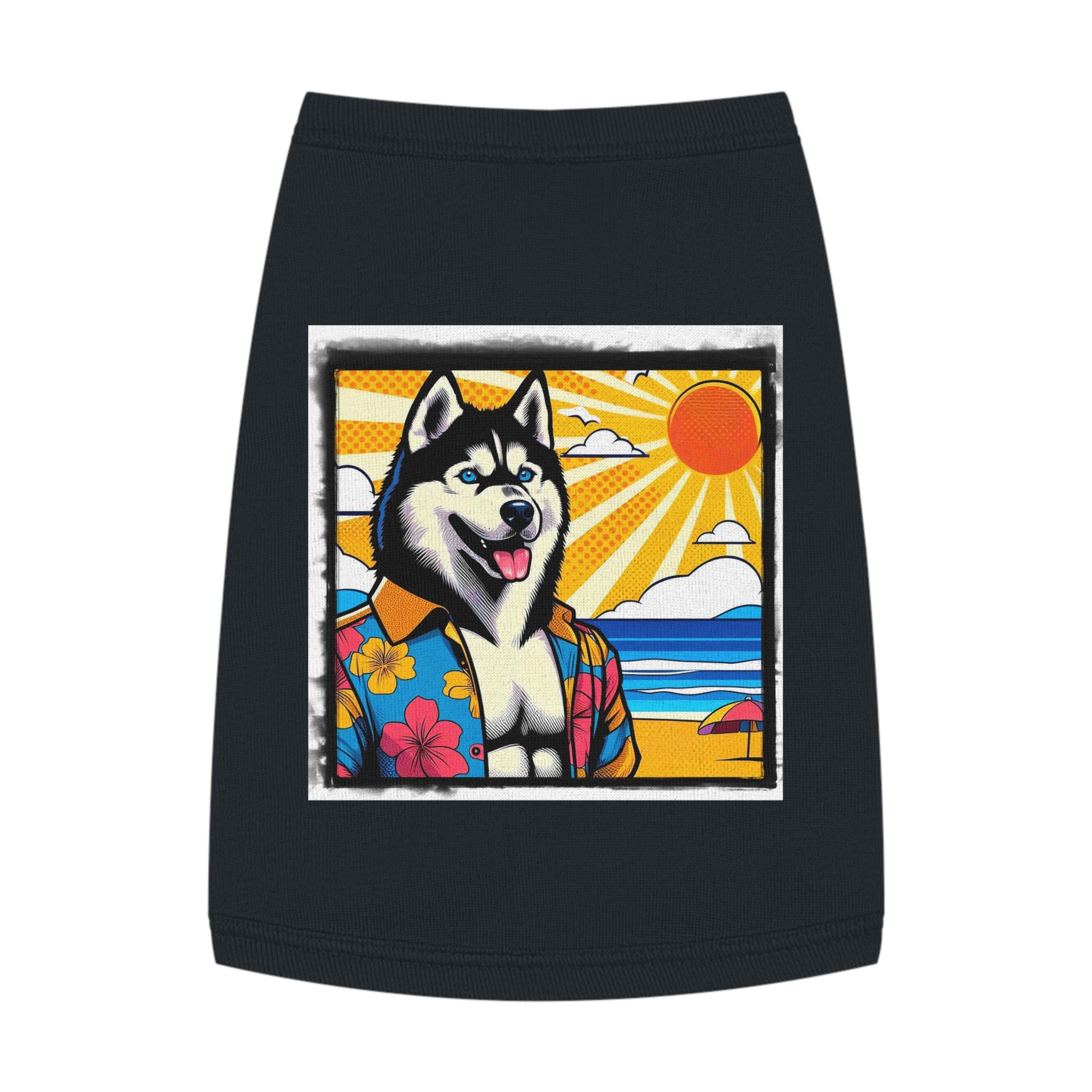 Pet Tank Top Husky beach day Pets Printify M Black