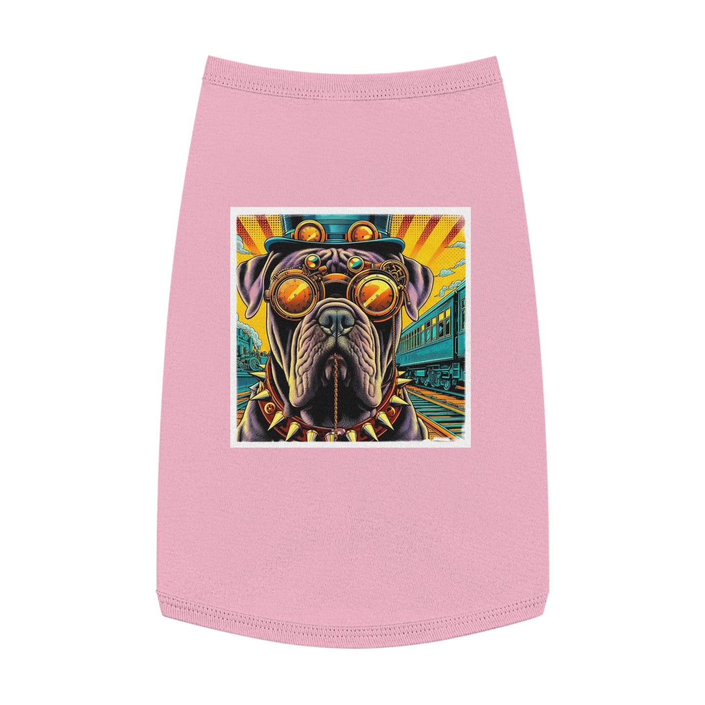 Pet Tank Top Cane Corso Spiked Collar Steampunk Dog Pets Printify L Pink