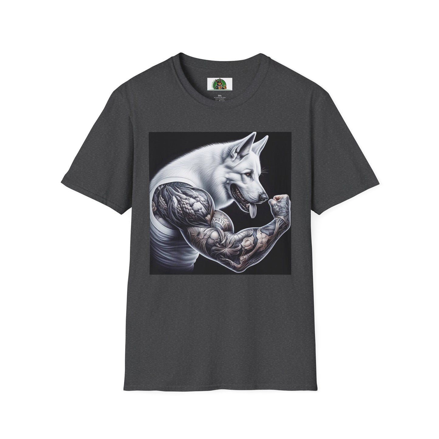 German Shepherd arm flexing shirt T-Shirt Printify Dark Heather S