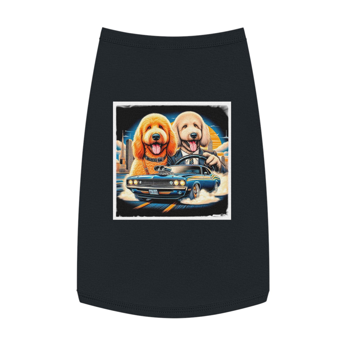 Pet Tank Golden Doodle driving fun t shirt Pets Printify L Black