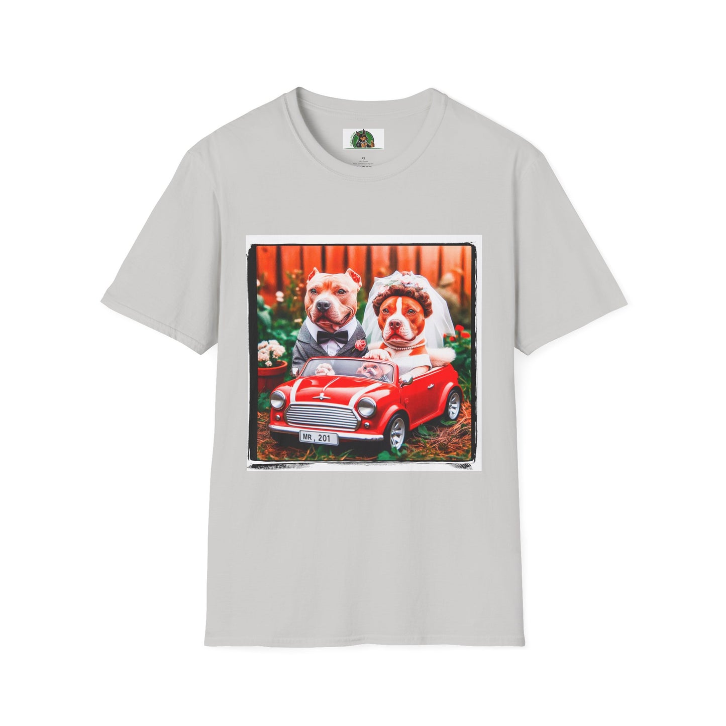 Wacky Pit Bull just married shirt T-Shirt Printify S Ice Grey
