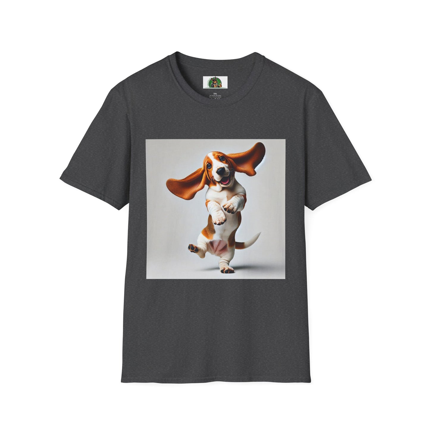 Bassett Hound T-Shirt - Dancing Dog Design T-Shirt Printify XS Dark Heather