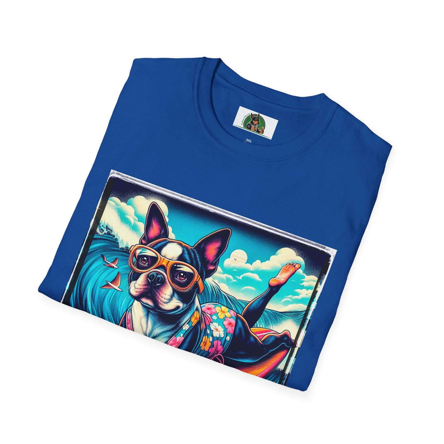 Boston Terrier Surfer Girl Shirt T-Shirt Printify