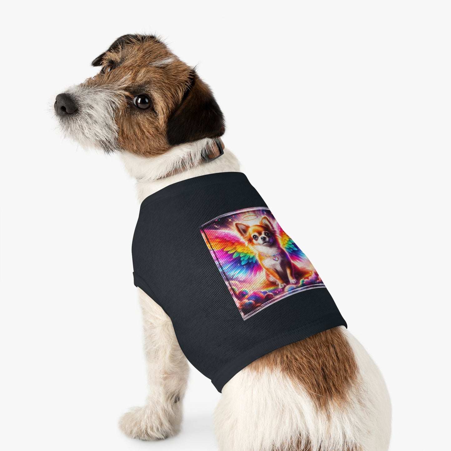 Pet Tank Top Chihuahua colorful wings t shirt Pets Printify