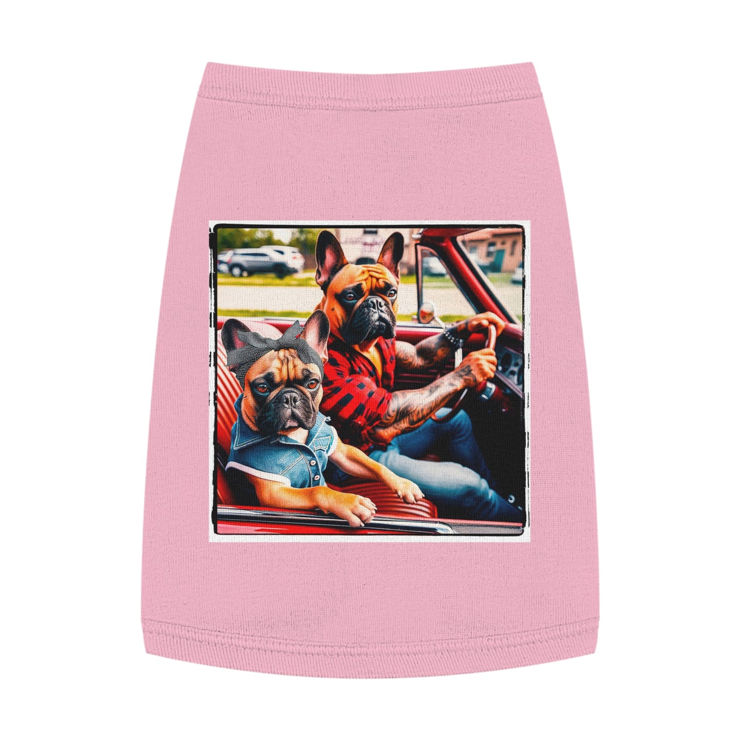 Pet Tank Top French Bulldog family driving t shirt Pets Printify M Pink