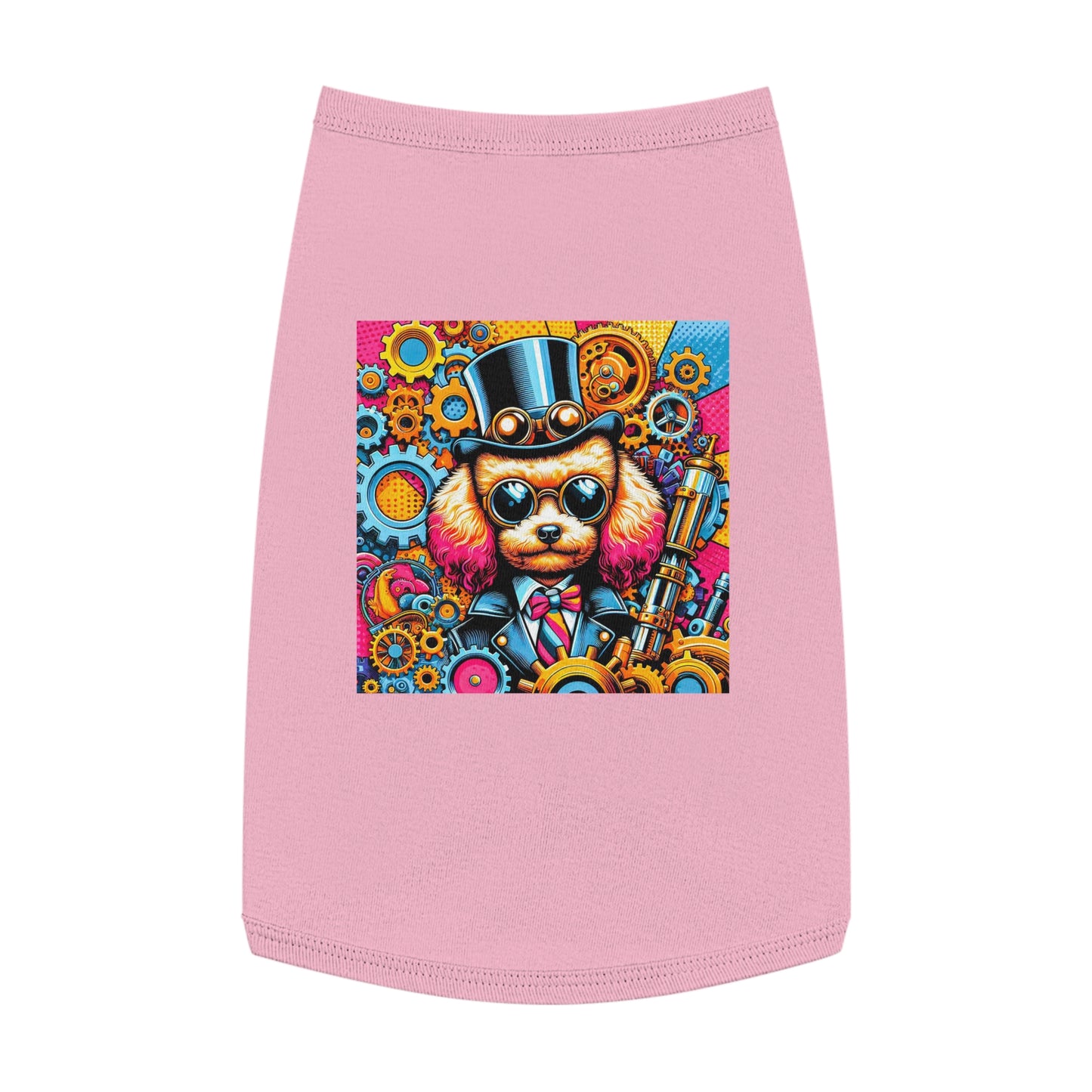 Pet Tank Top Poodle colorful gears Pets Printify L Pink