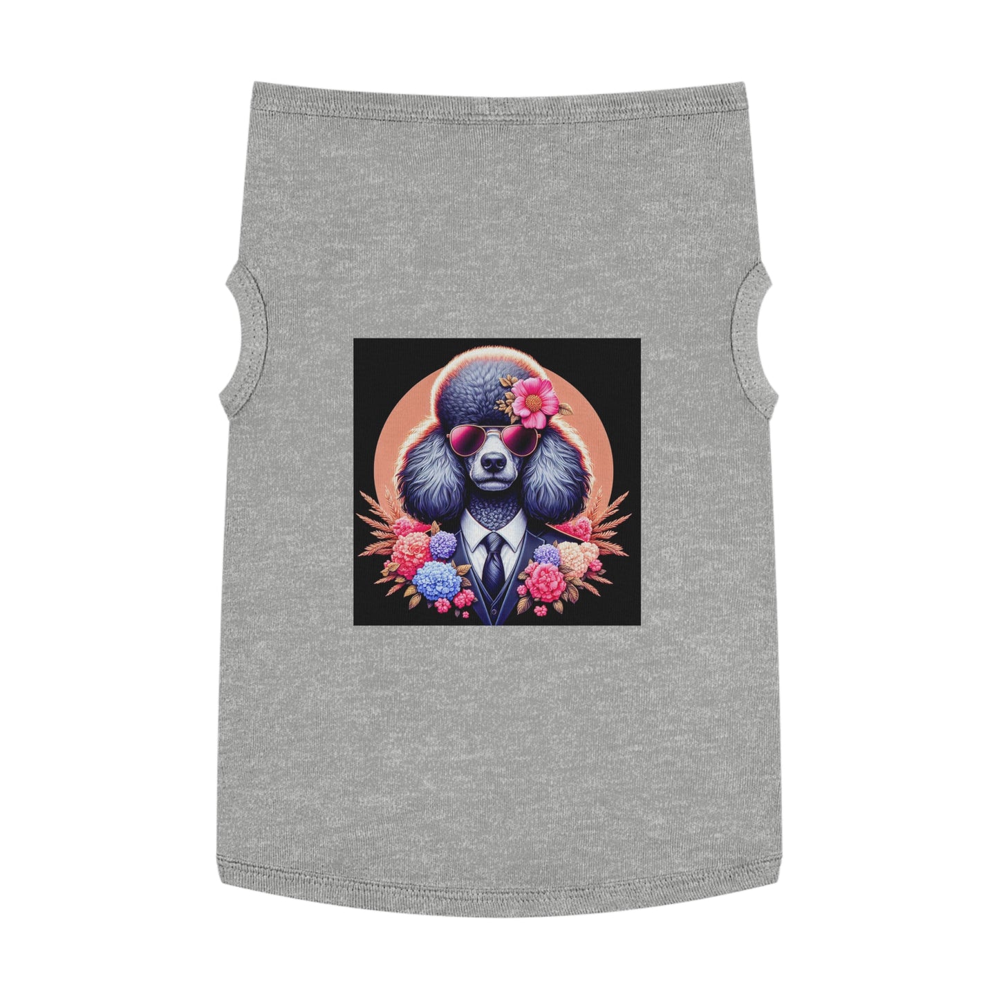 Pet Tank Top Poodle flower business msn Pets Printify XL Heather