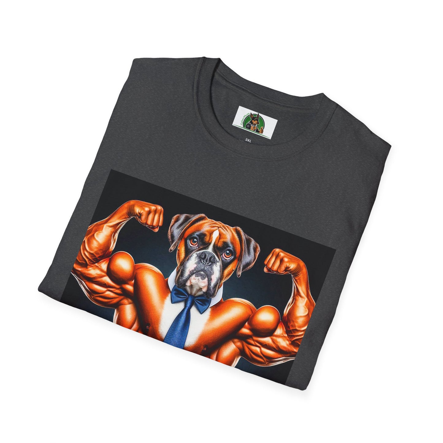 Boxer Muscle Dog Wearing Tie TShirt T-Shirt Printify