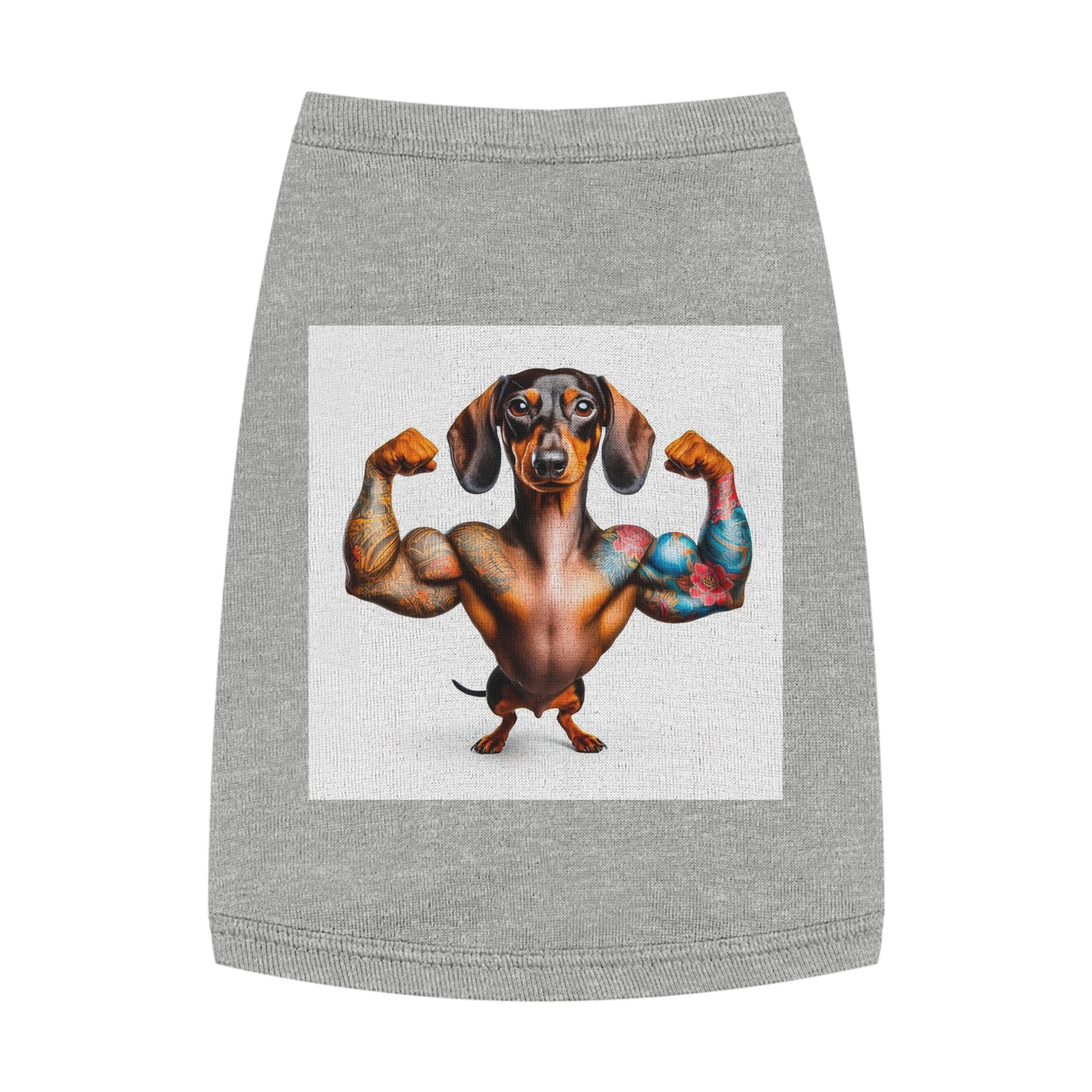 Pet Tank Top Dachshund muscle man t shirt Pets Printify M Heather