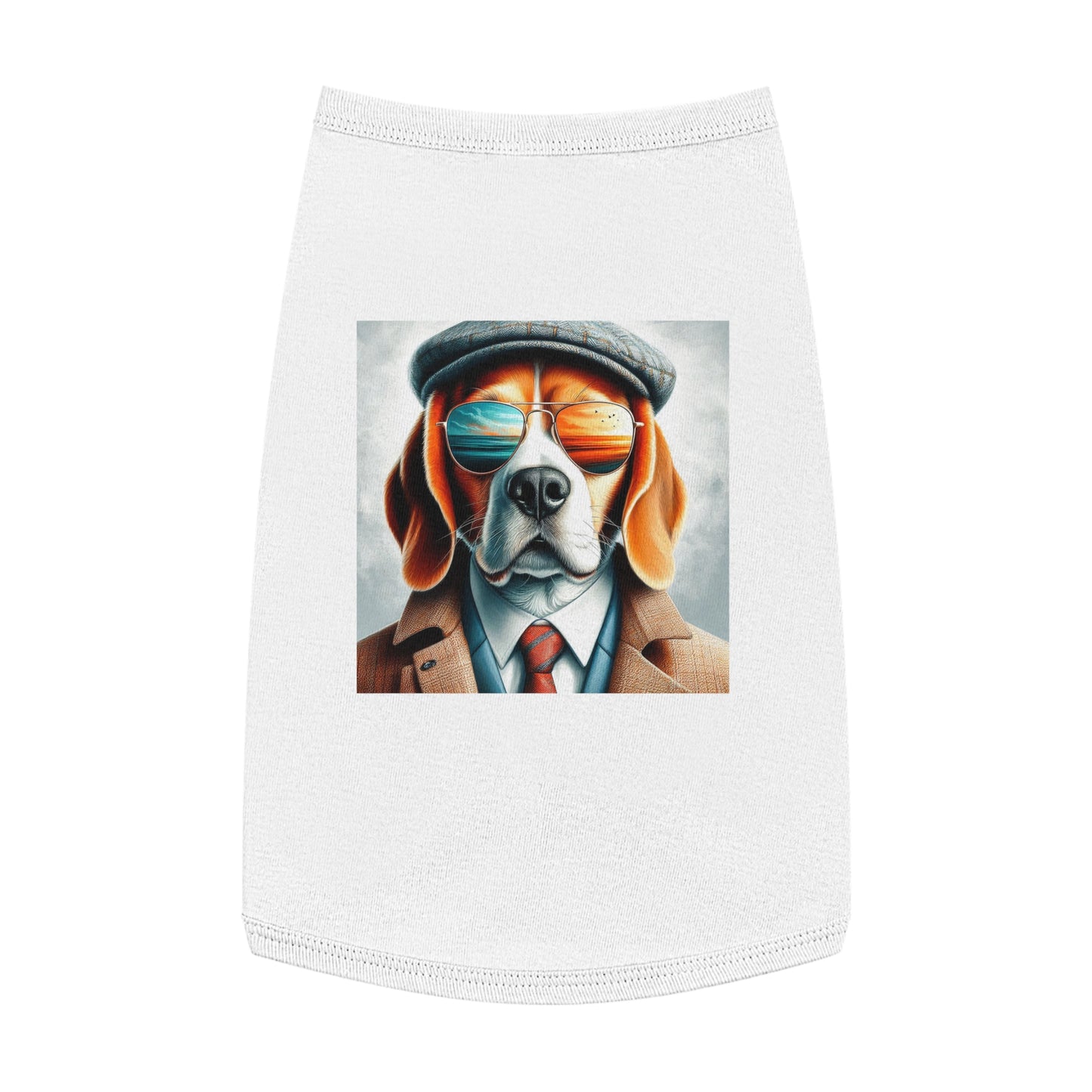 Pet Tank Top Beagle Classy Suit Pets Printify L White