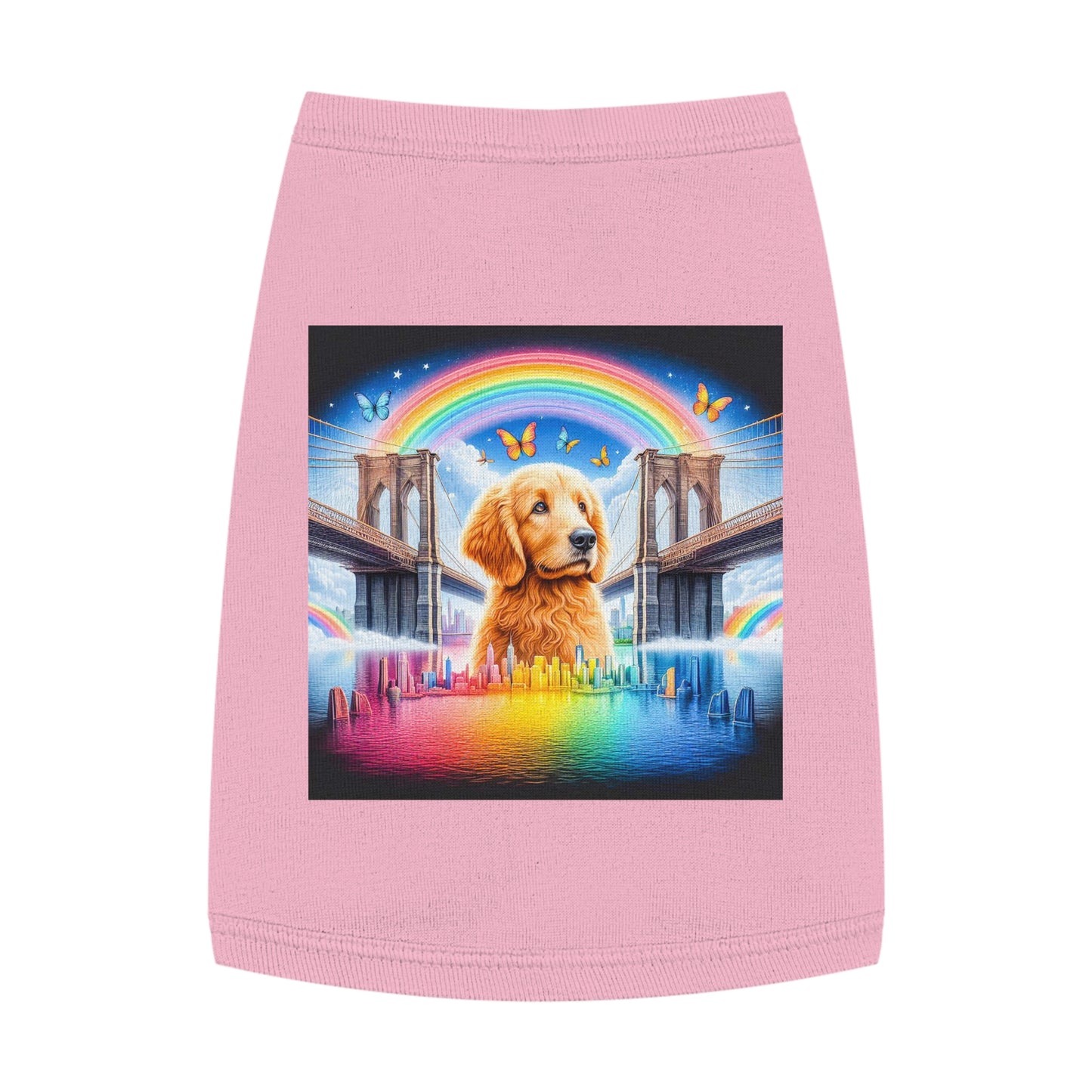 Pet Tank Golden Doodle rainbow bridge Pets Printify M Pink