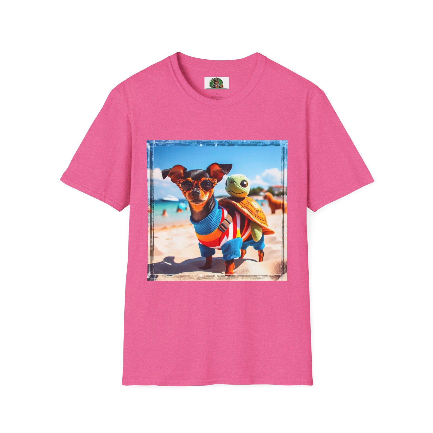 Min Pin T-Shirt beach day T-Shirt Printify S Heather Heliconia