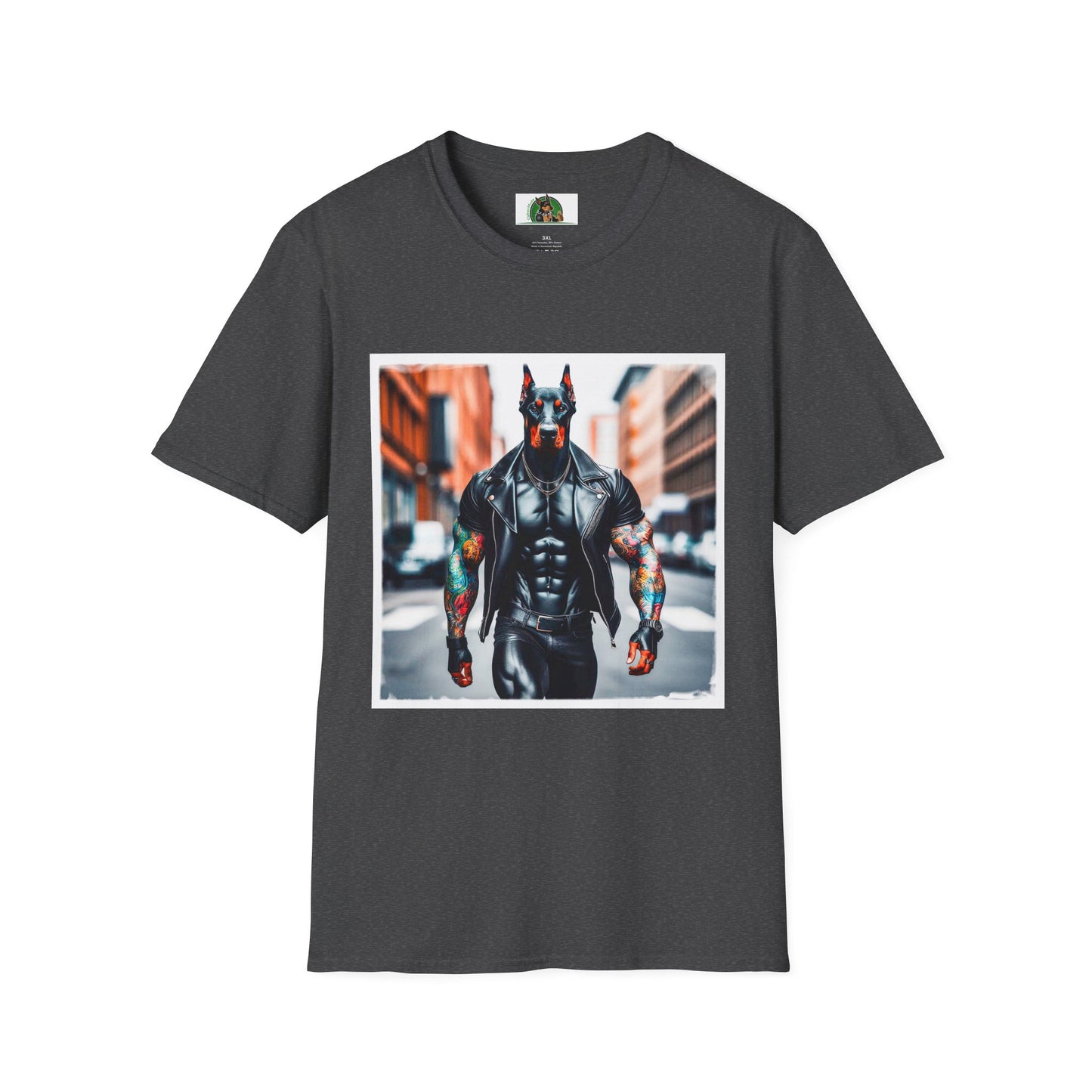Doberman men in black t shirt T-Shirt Printify XS Dark Heather
