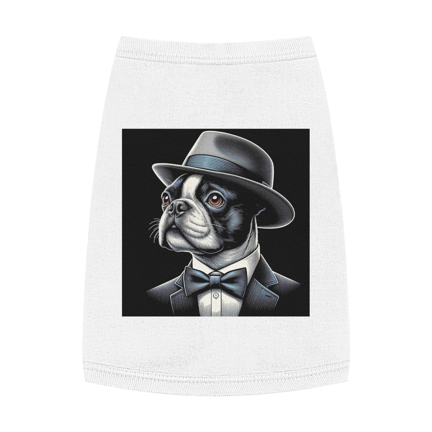 Dog Tank Top Boston Terrier Dog In Top Hat Pets Printify M White