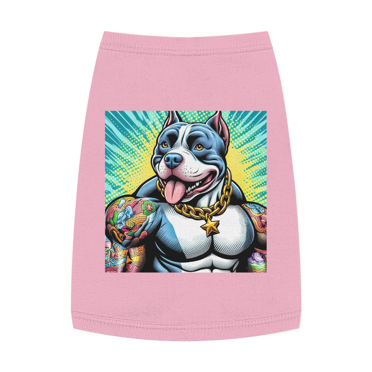 Pet Tank Top Pit Bull huge muscles shirt Pets Printify M Pink