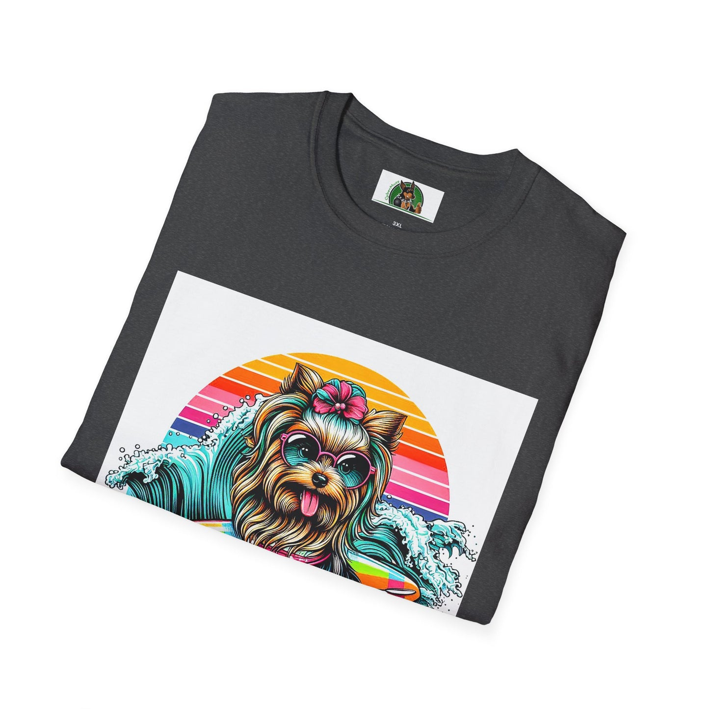 Yorkie cute girl surfer shirt T-Shirt Printify