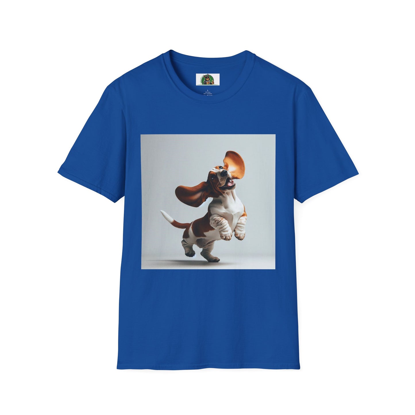 Bassett Hound T-Shirt - Dancing Dog Design T-Shirt Printify XS Royal