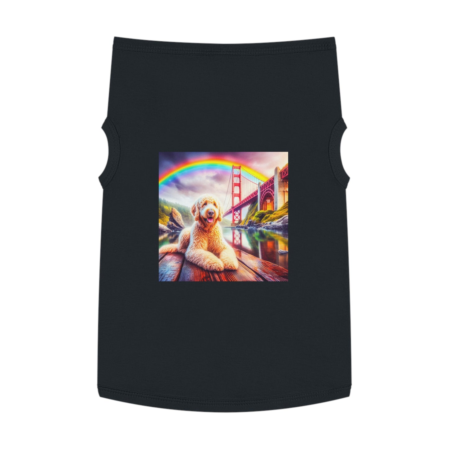 Pet Tank Golden Doodle pretty rainbow shirt Pets Printify XL Black
