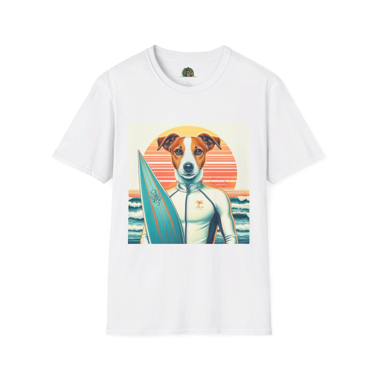 Jack Russell Wet Suit Surfer T-Shirt Printify S White