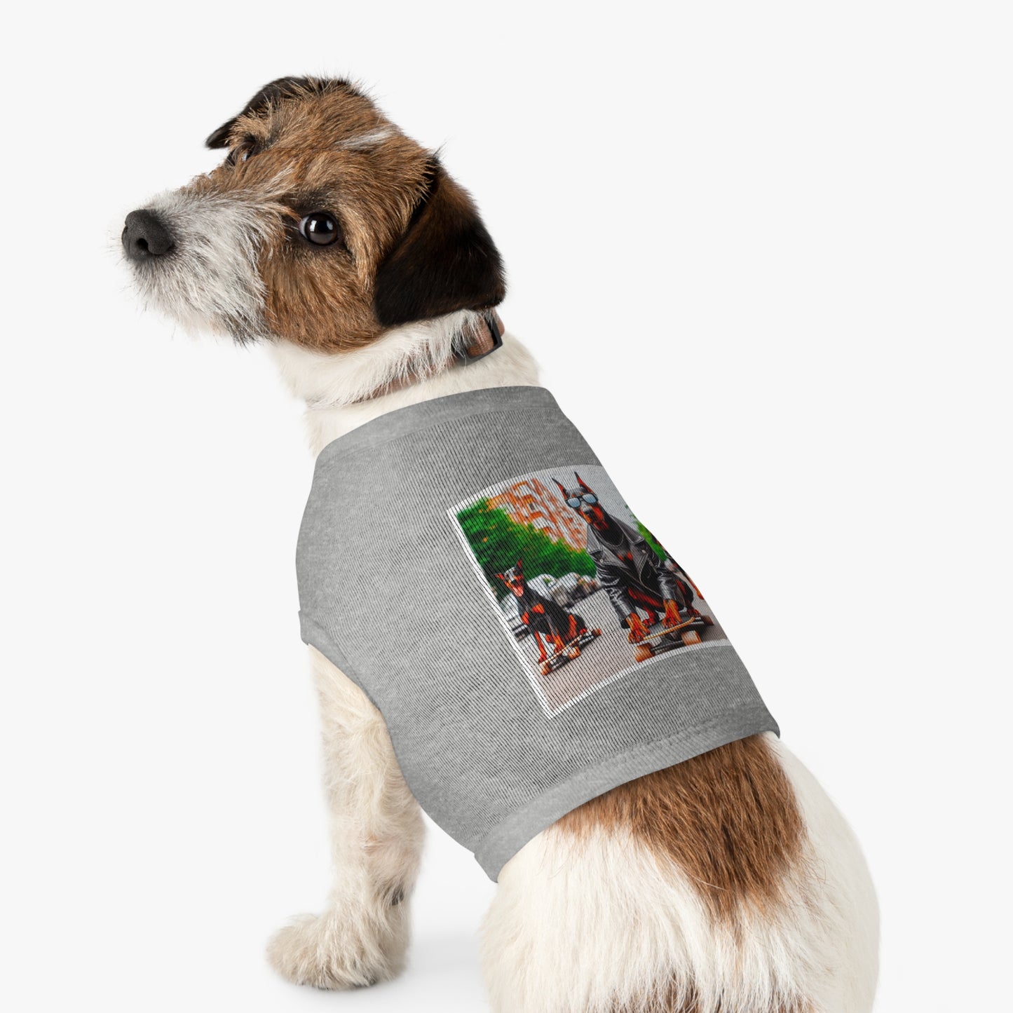 Pet Tank Top Doberman skating fun t shirt Pets Printify