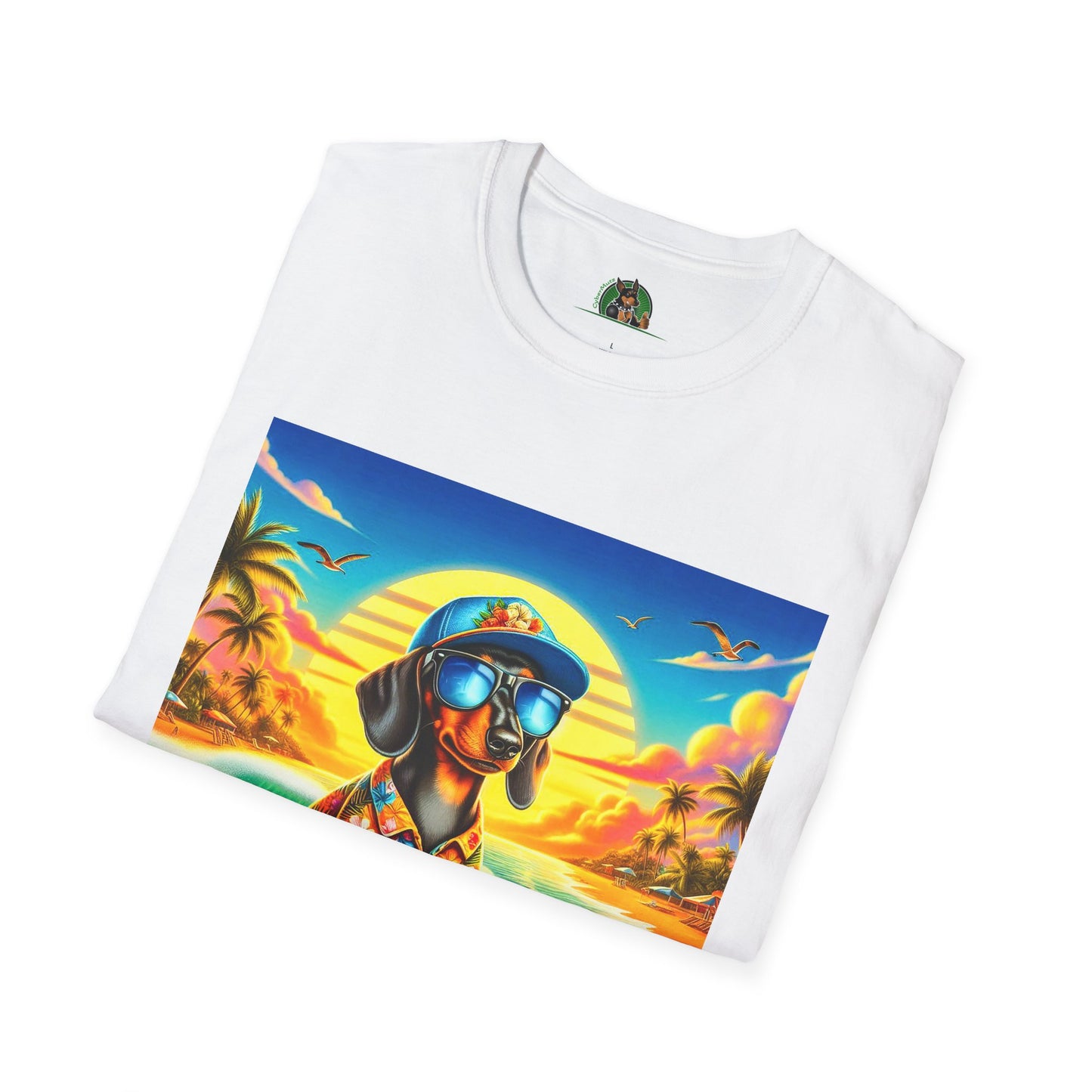 Dachshund crashing waves t shirt T-Shirt Printify