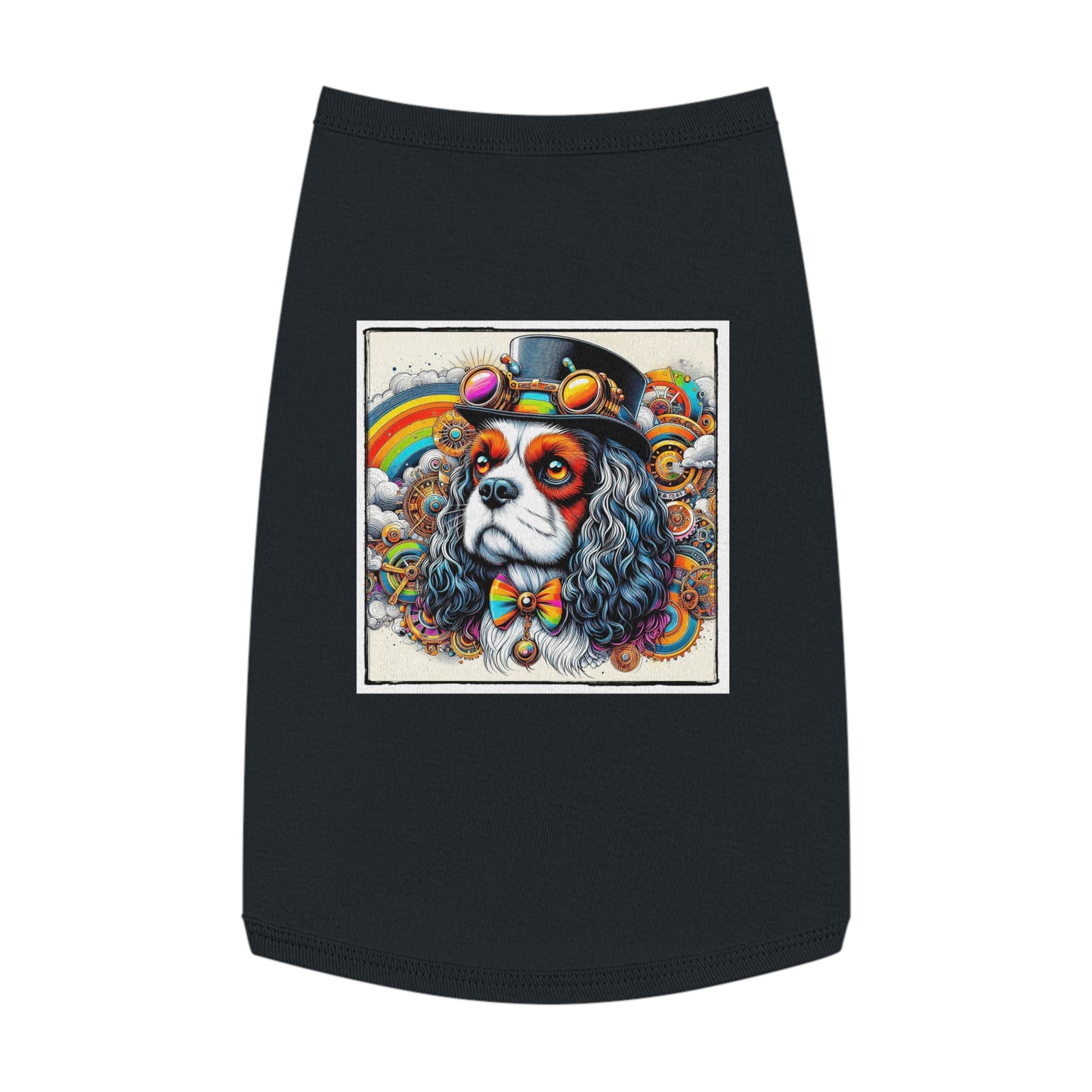 Pet Tank Top Cavalier King Charles Spaniel SteamPunk Colorful T Shirt Pets Printify