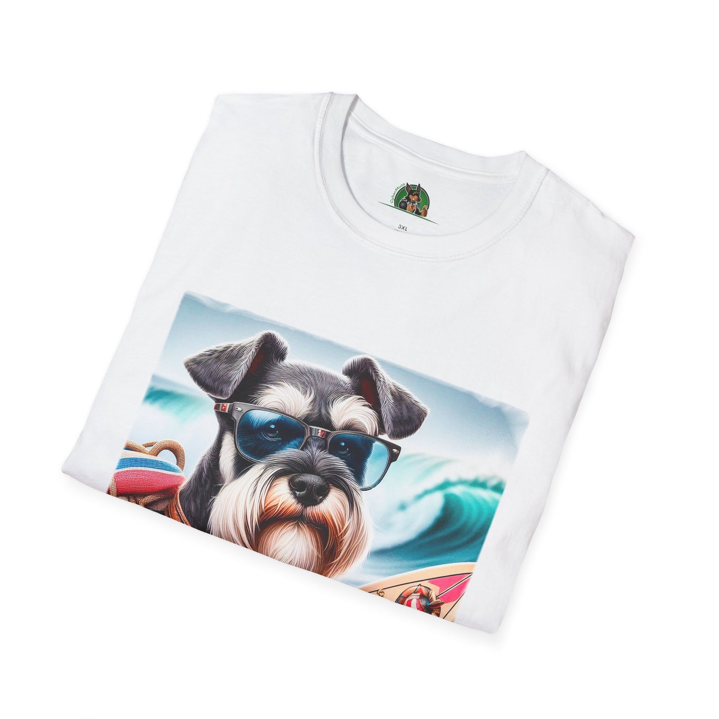 Miniature Schnauzer surfer dude shirt T-Shirt Printify