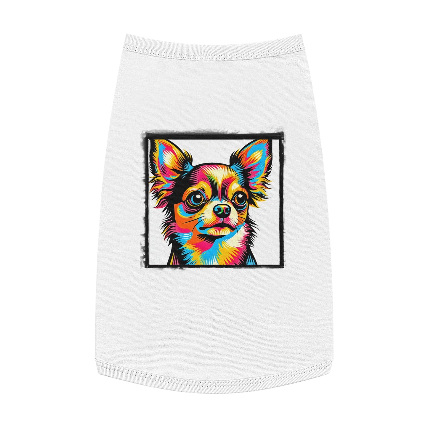 Pet Tank Top Chihuahua colorful portrait t shirt Pets Printify L White