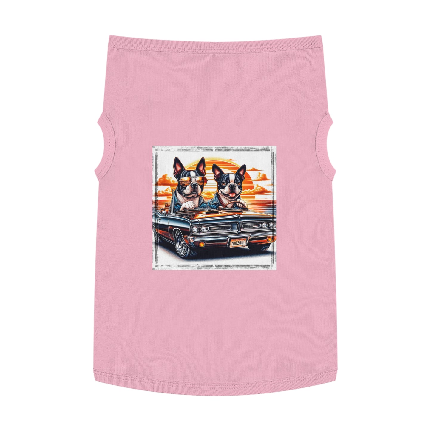 Pet Tank Top - Wacky Boston Terrier Friends Driving Design Pets Printify XL Pink